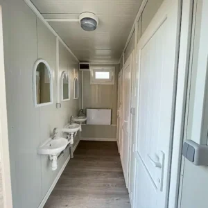 Conteneur sanitaire, 6 unités (douche + lavabo) | Conteneur de douche 240 x 600, neuf